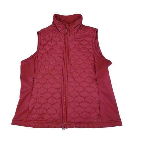 LL Bean Vest Jacket‎ Womens Medium Cranberry Thinsulate Quilted Outdoor Pockets - Picture 1 of 12